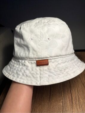 Coach White Signature Bucket Hat